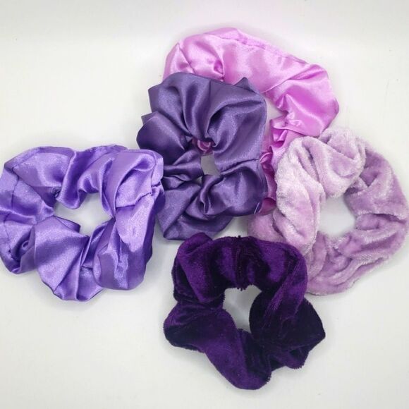 SHADES Of Purple Velvet And Satin Scrunchies - Picture 1 of 1